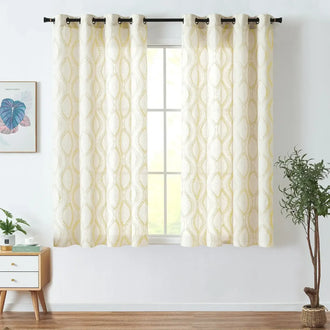 
                    
                      Boho Leaf Embroidered Geometric Curtains - Jinchan Home
                    
                  