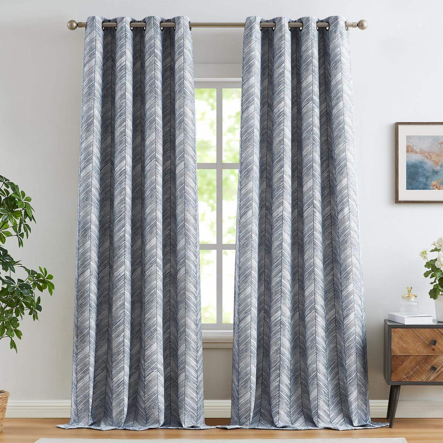 Herringbone Textured Curtains - Jinchan Home