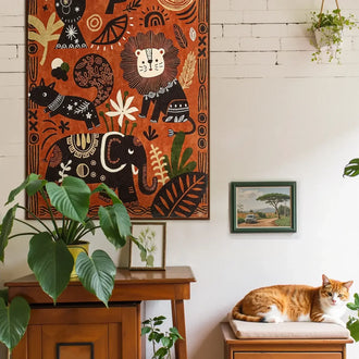 
                    
                      Boho Aesthetic Tropical Animal Doodle Rug - Jinchan Home
                    
                  