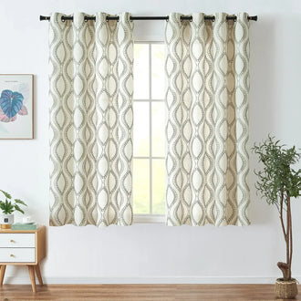 
                    
                      Boho Leaf Embroidered Geometric Curtains - Jinchan Home
                    
                  