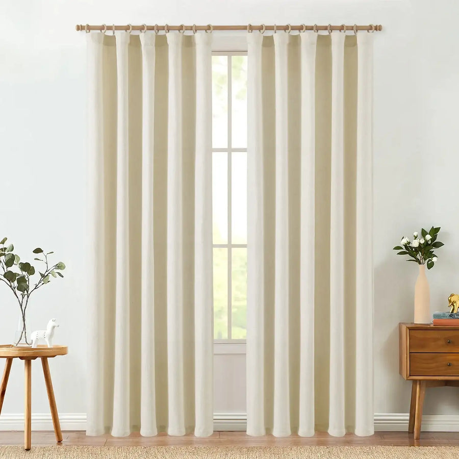 Solid Faux Linen 3-in-1 Curtains - Jinchan Home