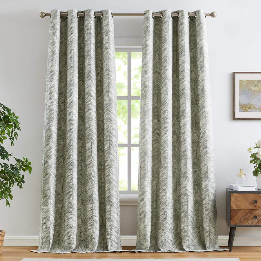 Herringbone Textured Curtains - Jinchan Home