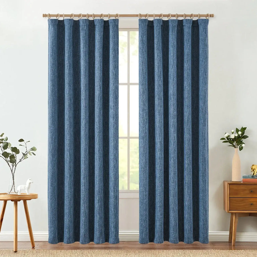 Solid Faux Linen 3-in-1 Curtains - Jinchan Home
