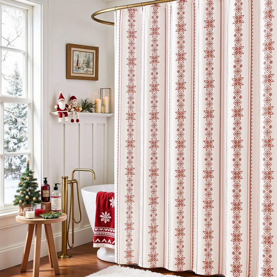 Christmas Snowflake Fair Isle Shower Curtain - Jinchan Home