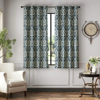 Damask Pattern Grommet Curtains - Jinchan Home