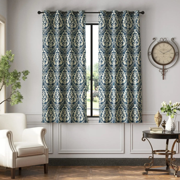 Damask Pattern Grommet Curtain - Jinchan Home