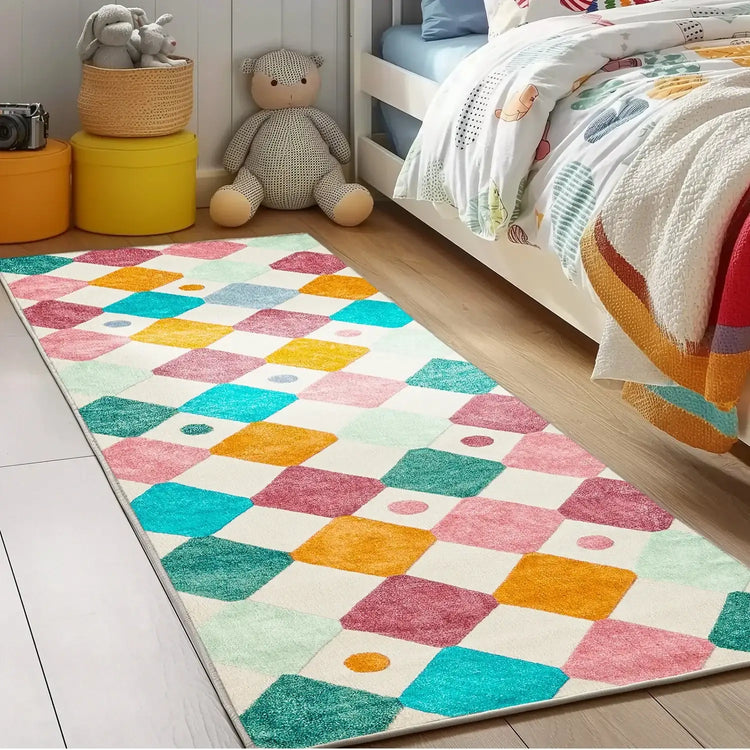 Colorful Diamond Checker Rug - Jinchan Home