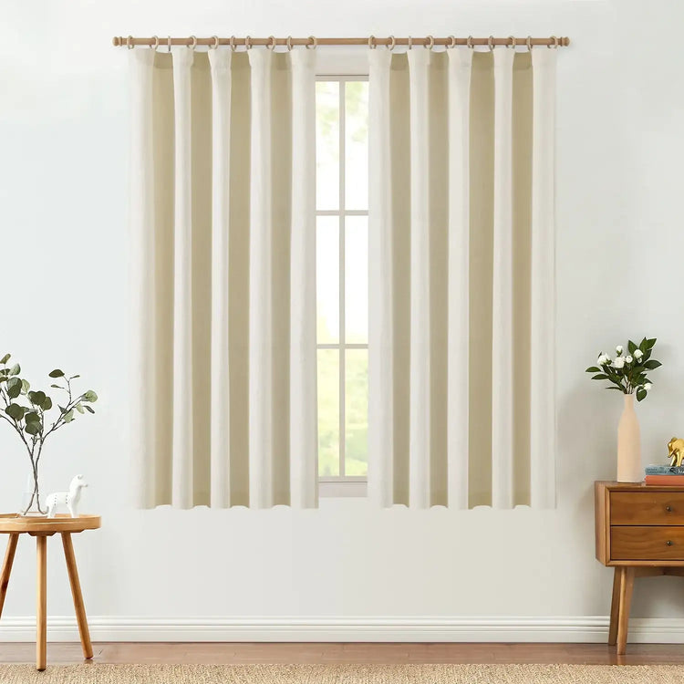 Solid Faux Linen 3-in-1 Curtains - Jinchan Home