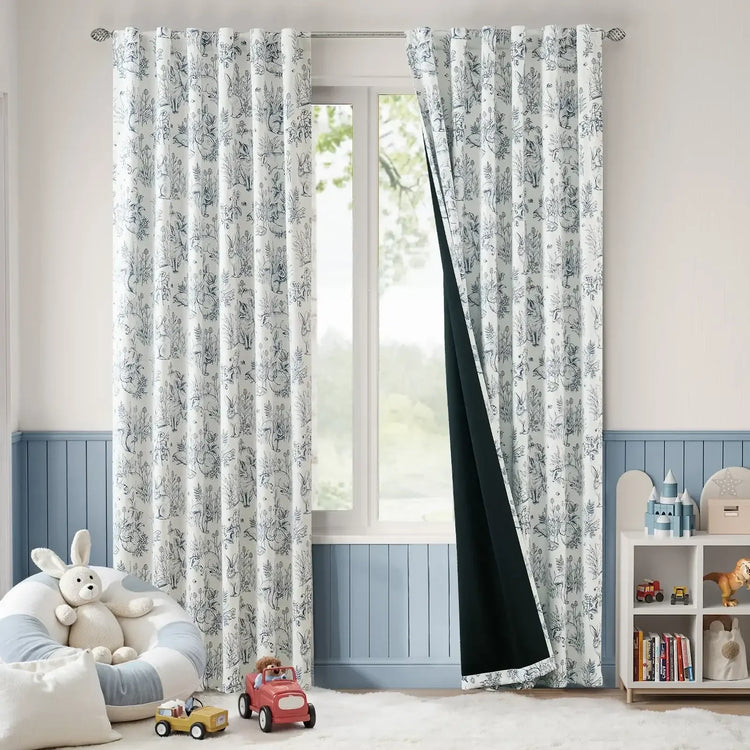 Woodland Animal Print Blackout Curtains - Jinchan Home