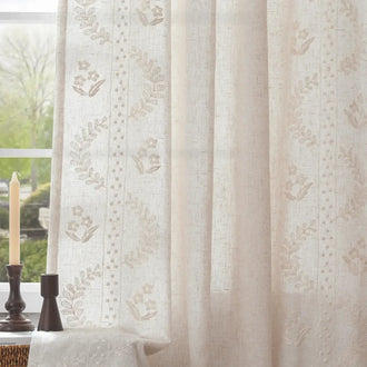 
                    
                      Vintage Lined Embroidered Botanical Border Curtains - Jinchan Home
                    
                  