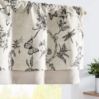 Botanical Butterfly Print Linen Valance - Jinchan Home