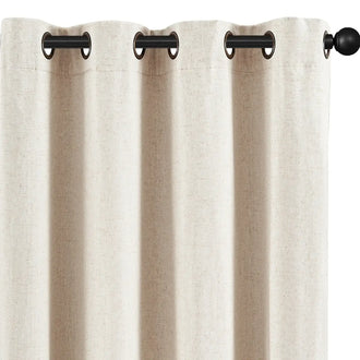 Linen-Blend Solid Grommet Curtains - Jinchan Home