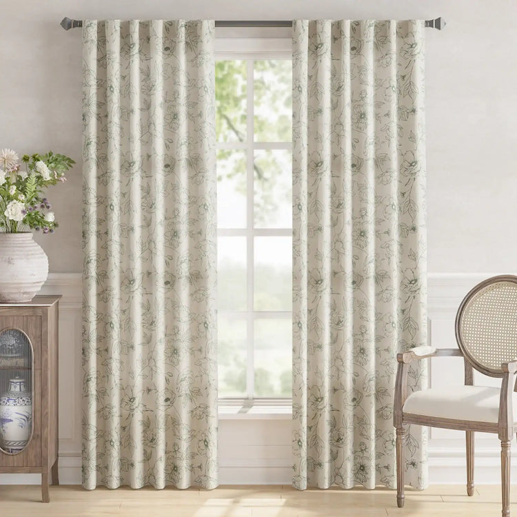 Floral Linen Curtains - Jinchan Home