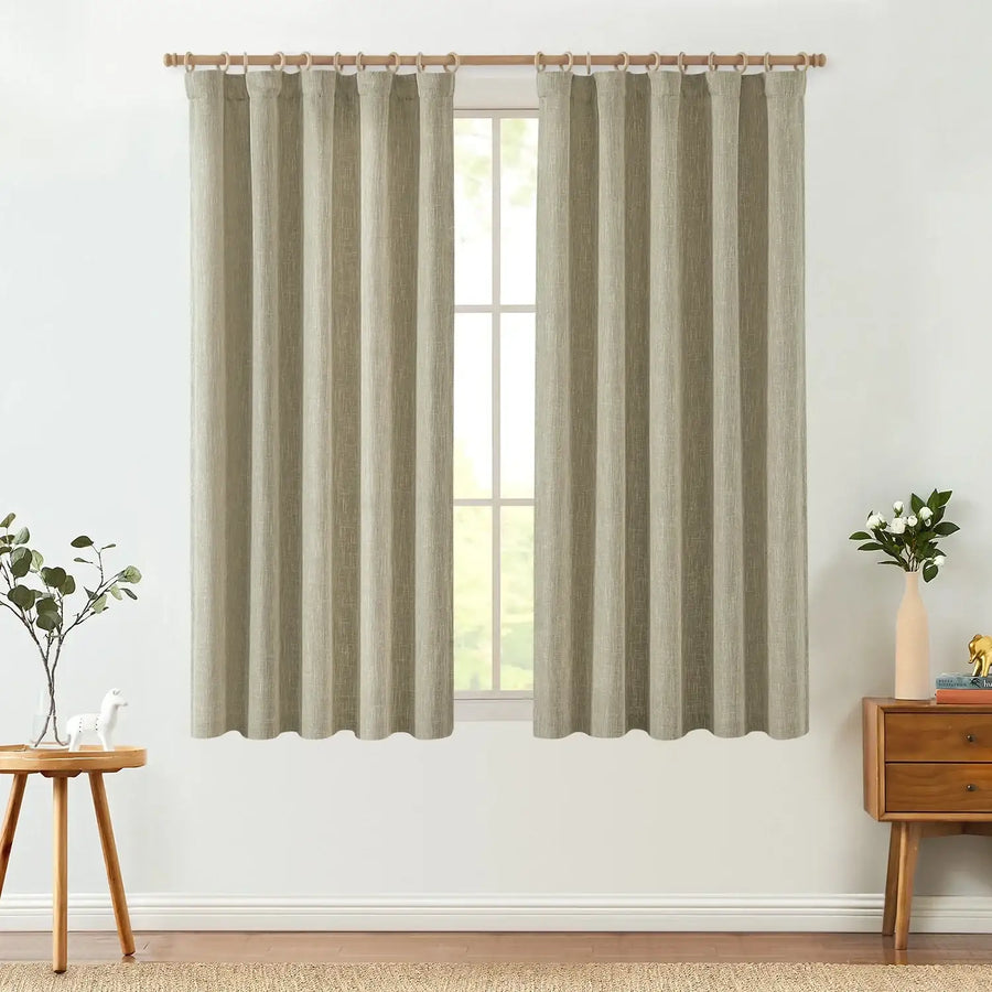 Solid Faux Linen 3-in-1 Curtains - Jinchan Home