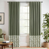 Two-Tone Damask Floral 3-in-1 Curtains - Jinchan Home