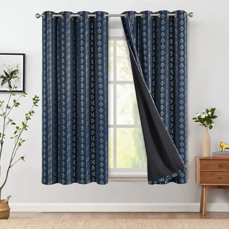 
                    
                      Dark-Toned Boho Geometric Grommet Curtains - Jinchan Home
                    
                  