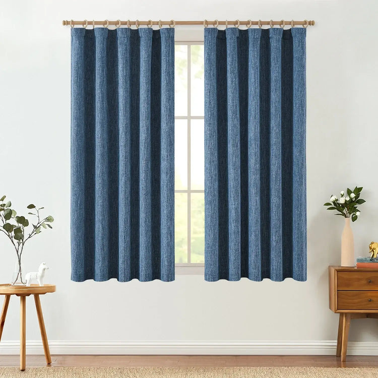 Solid Faux Linen 3-in-1 Curtains - Jinchan Home