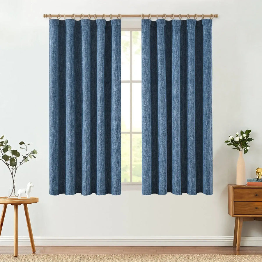 Solid Faux Linen 3-in-1 Curtains - Jinchan Home