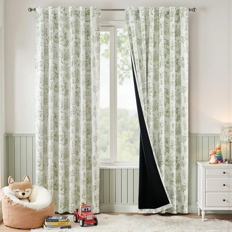Woodland Animal Print Blackout Curtains - Jinchan Home