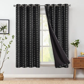 
                    
                      Dark-Toned Boho Geometric Grommet Curtains - Jinchan Home
                    
                  