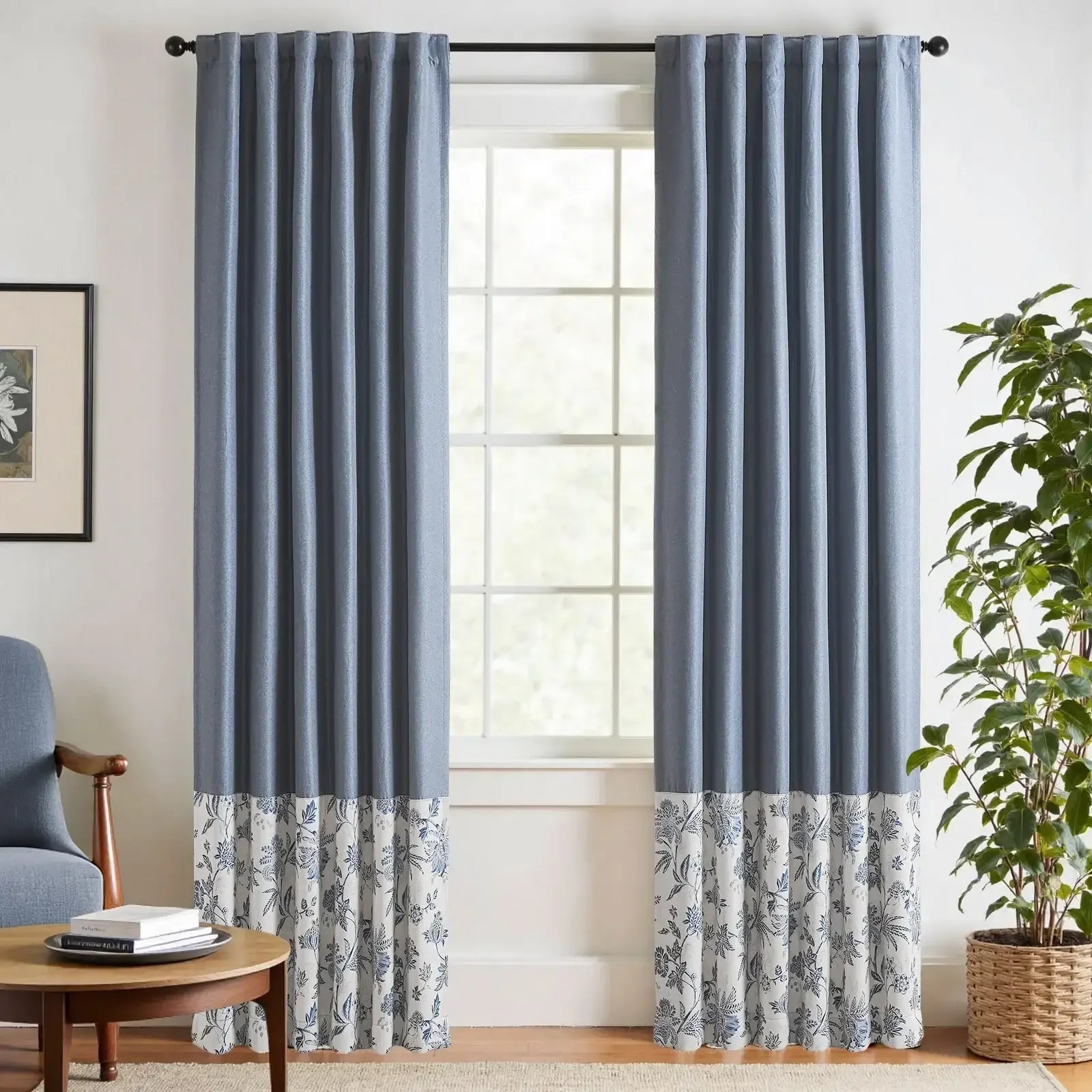 Two-Tone Damask Floral 3-in-1 Curtains | Versatile Elegant Drapes ...