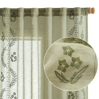 Embroidered Floral Sheer Curtains - Jinchan Home
