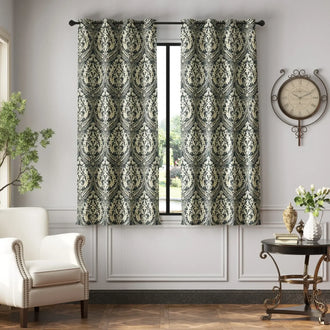 Damask Pattern Grommet Curtains - Jinchan Home