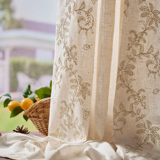 
                    
                      Embroidered Vine Linen Blend Curtains - Jinchan Home
                    
                  