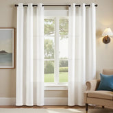 Solid Linen Textured Grommet Curtains - Jinchan Home