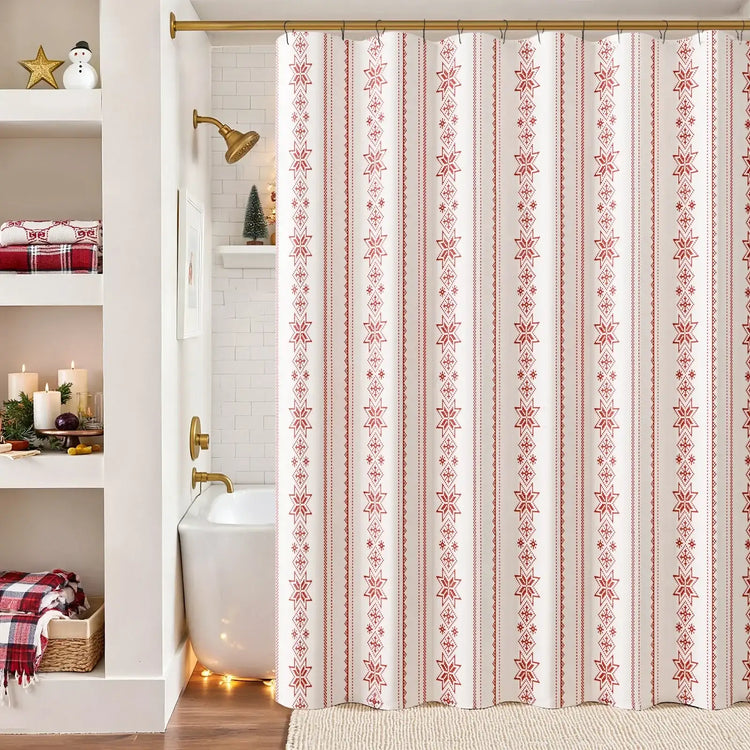Christmas Snowflake Fair Isle Shower Curtain - Jinchan Home