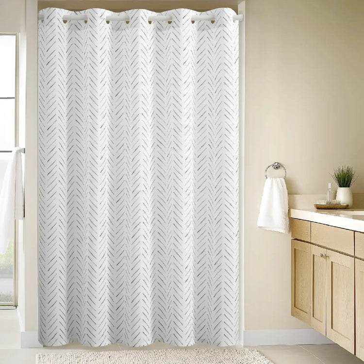 
                    
                      Hand-Drawn Herringbone Grommet-Top Shower Curtain - Jinchan Home
                    
                  
