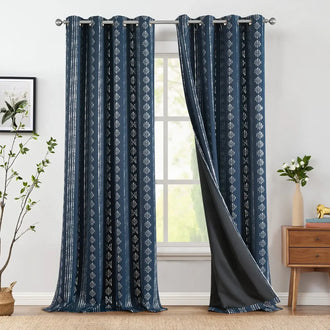 
                    
                      Dark-Toned Boho Geometric Grommet Curtains - Jinchan Home
                    
                  