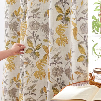 
                    
                      Leaf Pattern Linen-Blend 3-in-1 Curtains - Jinchan Home
                    
                  