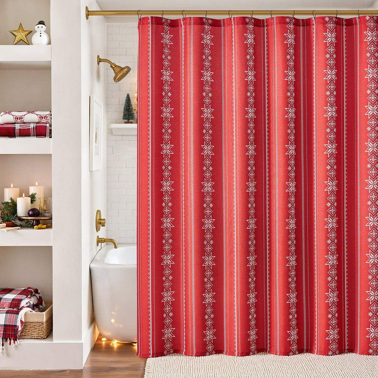 Christmas Snowflake Fair Isle Shower Curtain - Jinchan Home