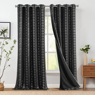 
                    
                      Dark-Toned Boho Geometric Grommet Curtains - Jinchan Home
                    
                  