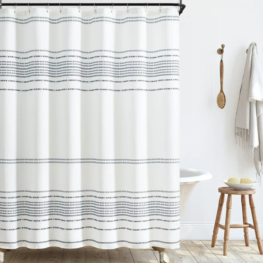 Boho Geometric Striped Shower Curtain - Jinchan Home