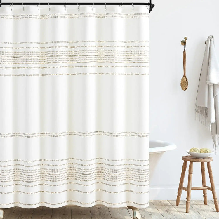 Boho Geometric Striped Shower Curtain - Jinchan Home
