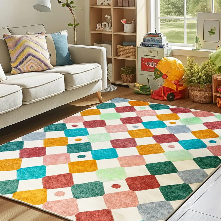 Colorful Diamond Checker Rug - Jinchan Home