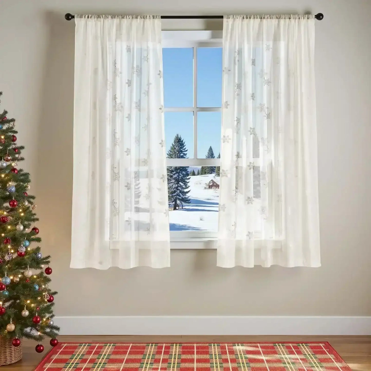 Snowflake Embroidered Curtain - Jinchan Home