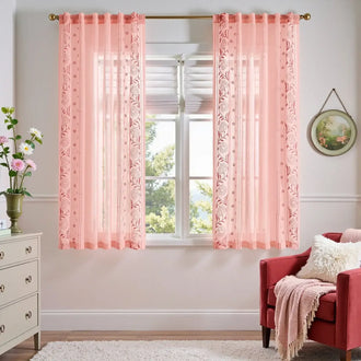 
                    
                      Boho Sheer Bordered Floral Embroidered Curtains - Jinchan Home
                    
                  