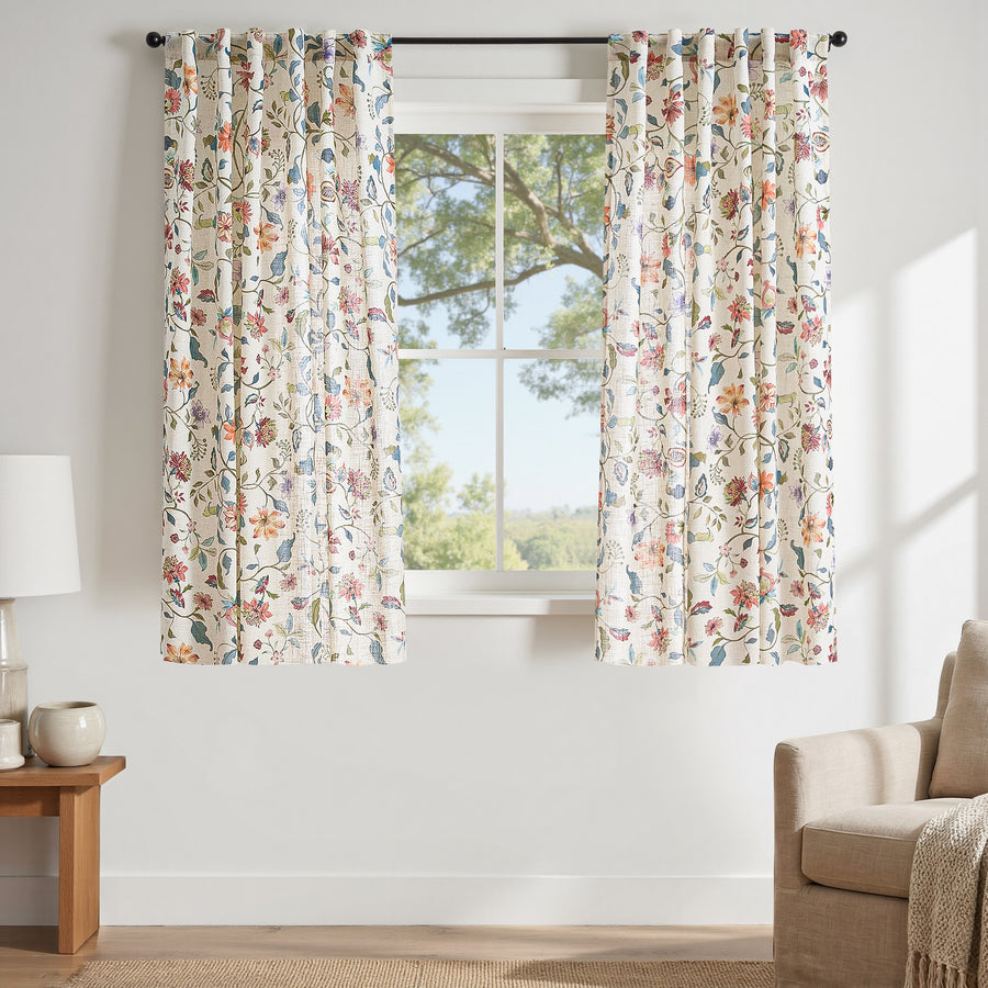 Hattie Floral Linen Blend Curtains - Jinchan Home