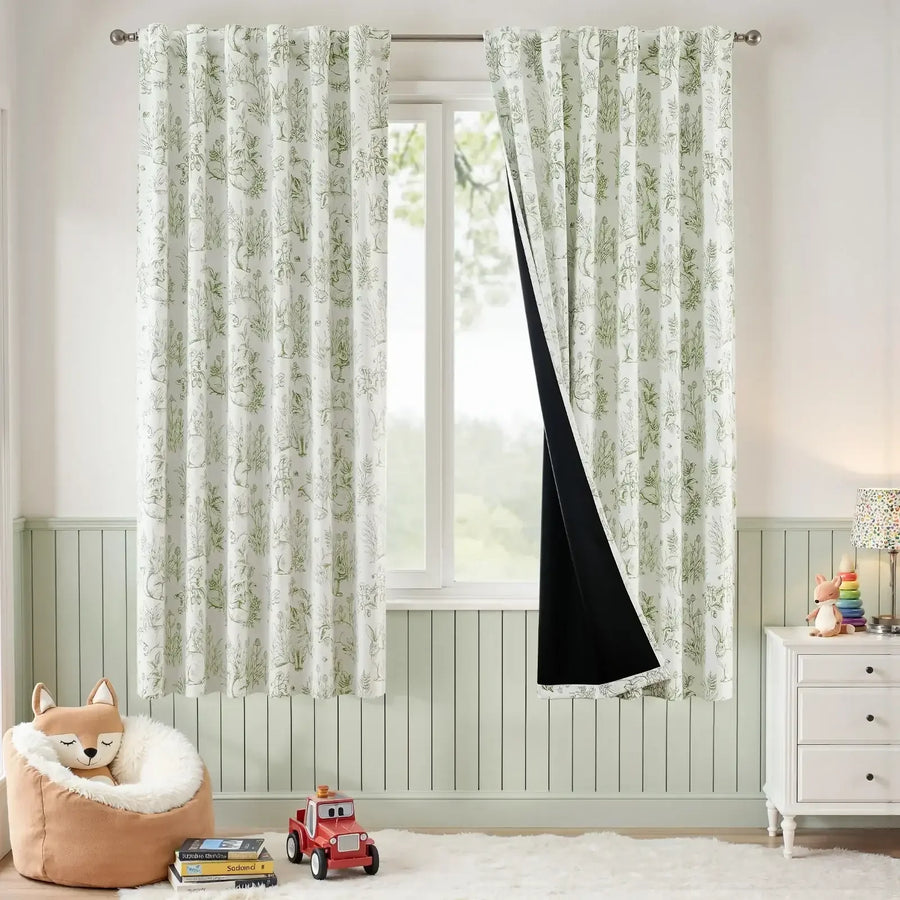 Woodland Animal Print Blackout Curtains - Jinchan Home