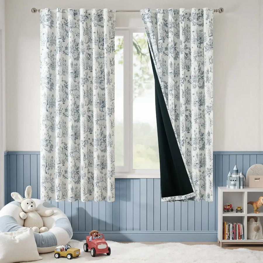 Woodland Animal Print Blackout Curtains - Jinchan Home