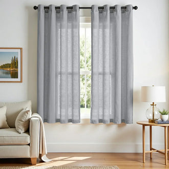 Solid Color Linen Blend Grommet Curtains - Jinchan Home