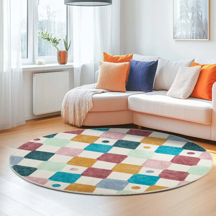 Colorful Diamond Checker Rug - Jinchan Home