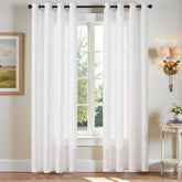 Solid Color Linen Blend Grommet Curtains - Jinchan Home