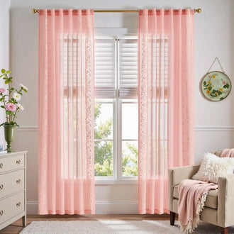 
                    
                      Boho Sheer Bordered Floral Embroidered Curtains - Jinchan Home
                    
                  