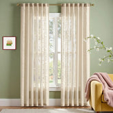 Boho Sheer Bordered Floral Embroidered Curtains - Jinchan Home