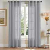 Solid Color Linen Blend Grommet Curtains - Jinchan Home