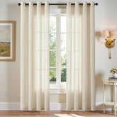 Solid Color Linen Blend Grommet Curtains - Jinchan Home